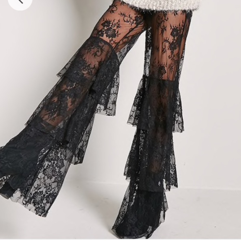 Sheer Lace Flare Pants